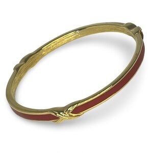 Vintage Monet Gold and Red Enamel “X” Bangle Bracelet